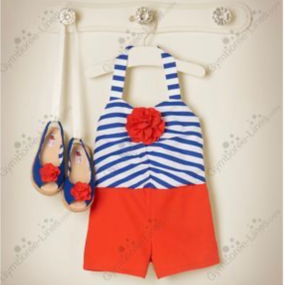 Janie and jack corsage stripe halter romper